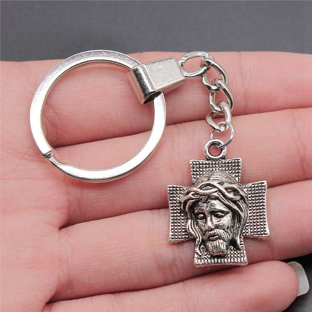 Chiefs Pharaohs Buddha Spiritual Amulet Pendant Antique Bronze Metal Keychain with 30mm Ring for Couples