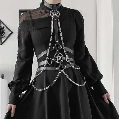 Women Body Harness Sexy Goth Fetish Clothing  Bondage Chain Chest Harness Belt  Lingerie Exotic Accessories
