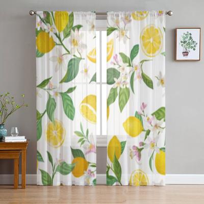 Tropické ovoce Citron Tyl Průsvitné Okenní Závěsy Do Obývacího Pokoje Ložnice Moderní Šifon Voál Organza Závěsy Dekor Závěsy