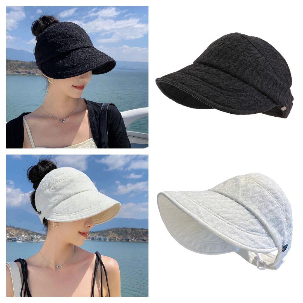 UV Protection Summer Wide Brim Sunhat Adjustable Fisherman Ponytail Caps  Outdoor Beach
