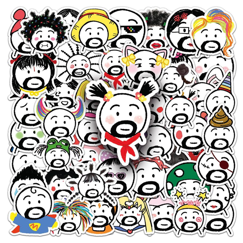 50pcs Waterproof Dumb Face Emoji Stickers for Creative Planning and Decoration