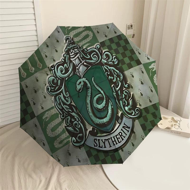 1PC Warner Slytherin Crest Automatic Open/Close Umbrella with Windproof, 85-Rib Sturdy Canopy, Durable Ribs1302A