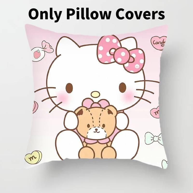 Hello Kitty Plush Pillow Cover With Soft Peach Skin Fabric For Bedroom And Couch Decor