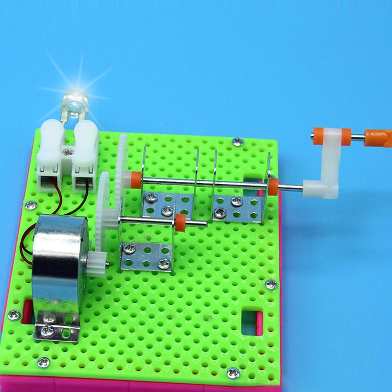1Pcs Funny Science Physical Experiment Small Invention Education Toys DIY Hand Crank Generator Model Children Learning Toy