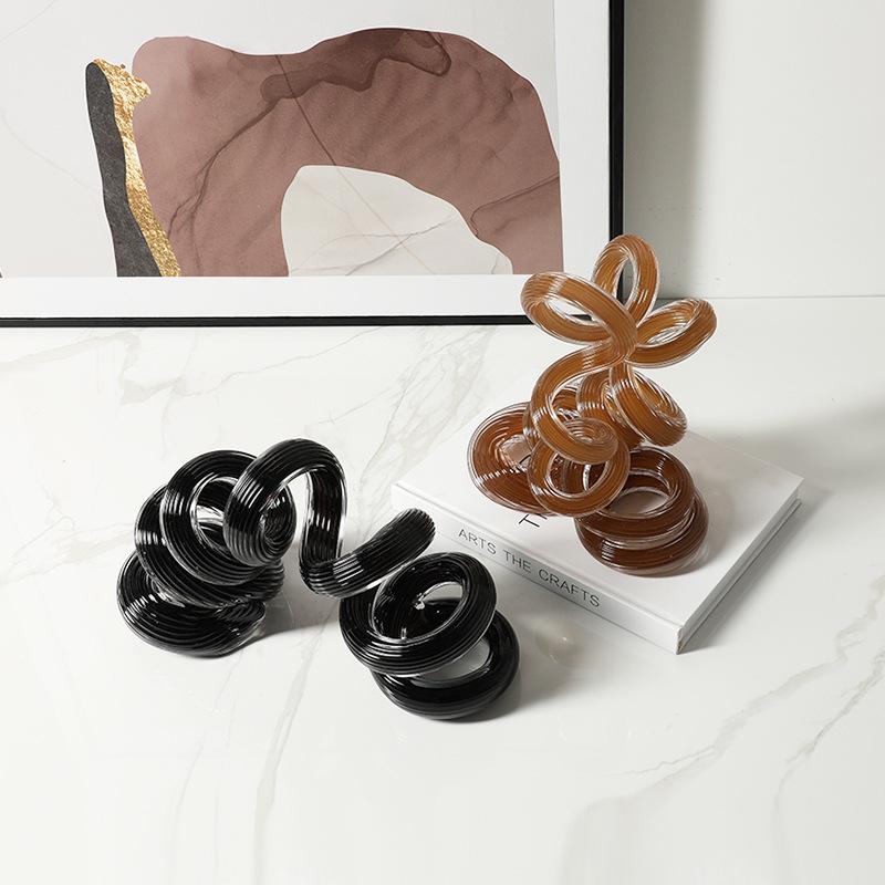 Glass Handicrafts Abstract Spring Spiral Ornament Entwined Statue Hollow Ring Decorative Figurines Home Decoration Accessories