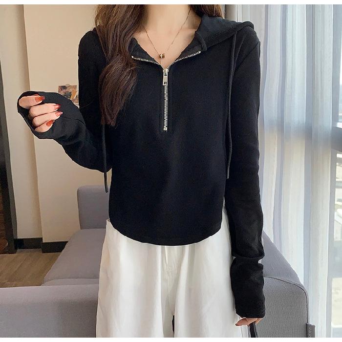 Sudadera con capucha y cremallera para mujer estilo coreano para primavera/otoño 2022: Nuevo Diseño Delgado de Manga Larga