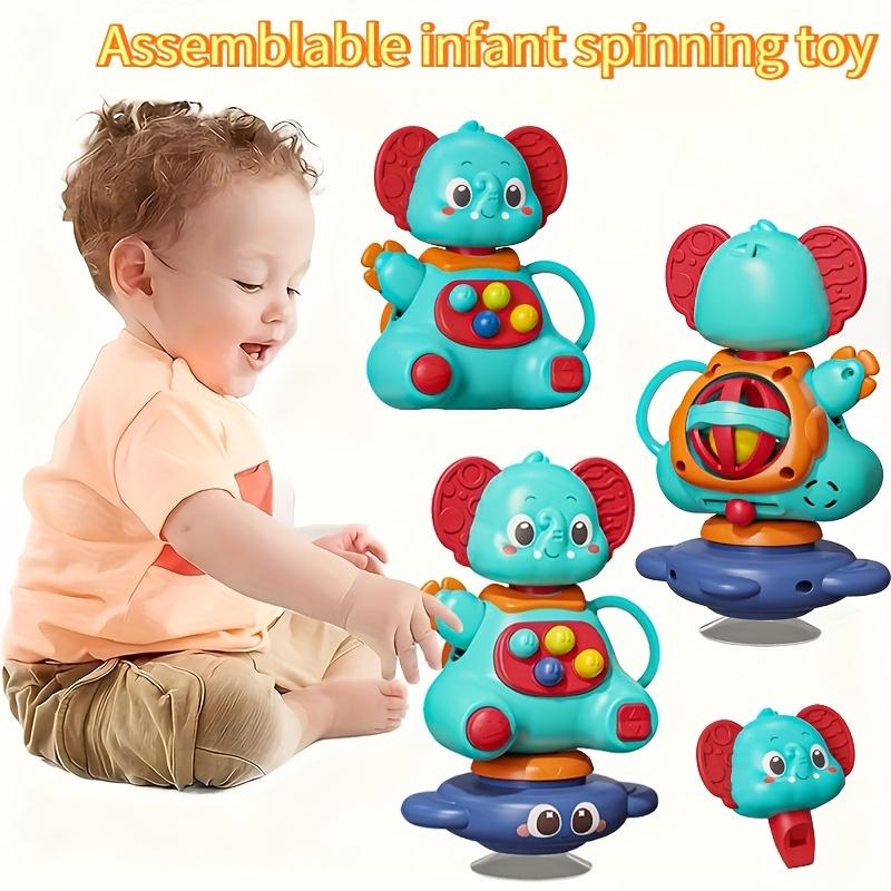 3-in-1 Multifunctional Blue Elephant Top Toy with Strong Suction Cup, 2026 New Year Style Gift, Attracting Baby'S Attention