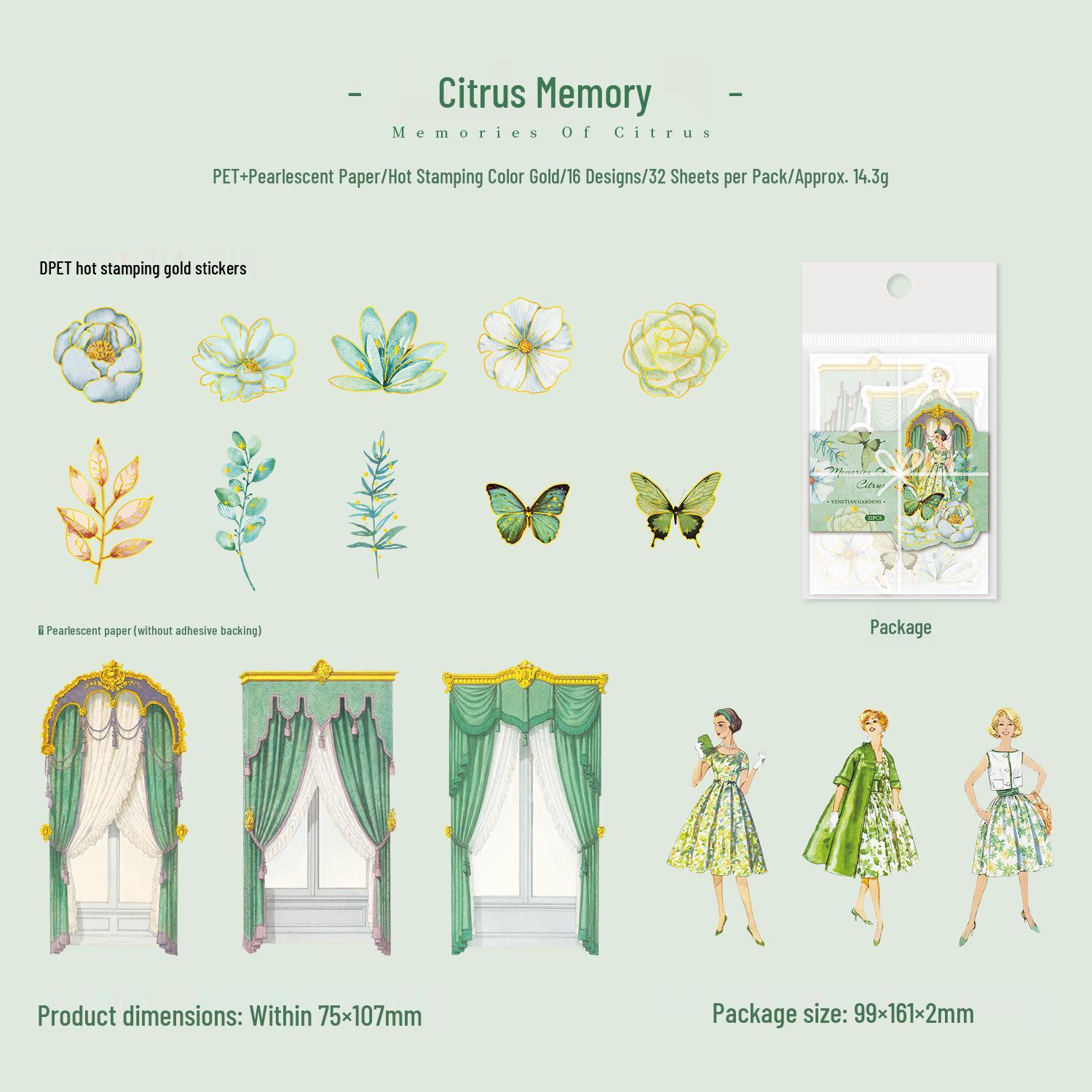 Retro Venice Garden Sticker Pack: 32 Sheets for DIY Journals