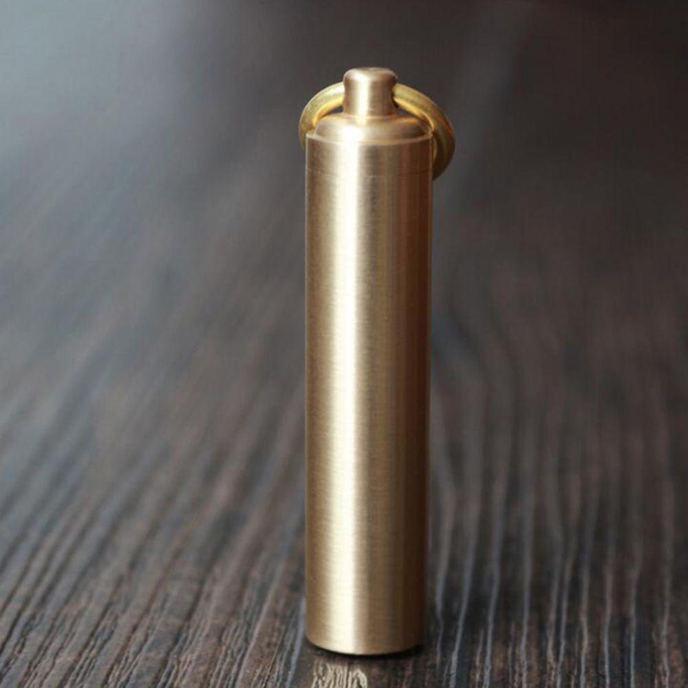 Key Chain Delicate Hot Sale Waterproof Box Capsule Brass Holder Medicine Pill Bottle Outdoor
