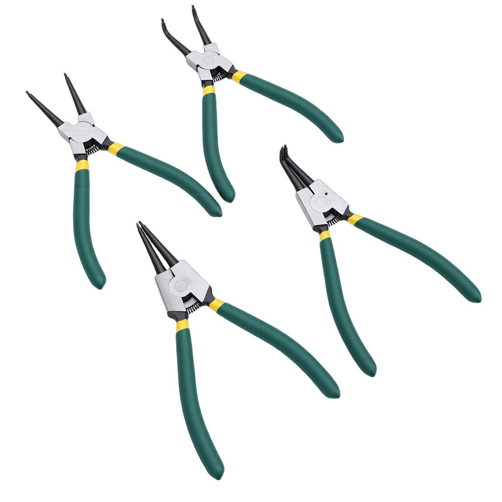 4PCS 7 Inch Internal External Snap Ring Pliers Set with Straight Bent Jaw for Removal and Installation of Automotive