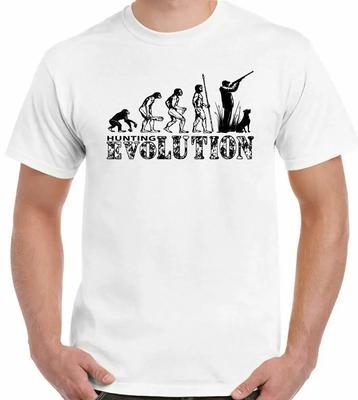 T-shirt da Caccia Evoluzione Uomo Divertente Caccia Cacciatore Tiro al Piattello Bersaglio