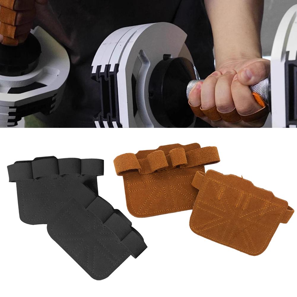 Fitness Gloves Four Finger Palm Protector Leather Anti Slip Grip For Pull Ups Weight Lifting Gym Training Men Women Workout Tool