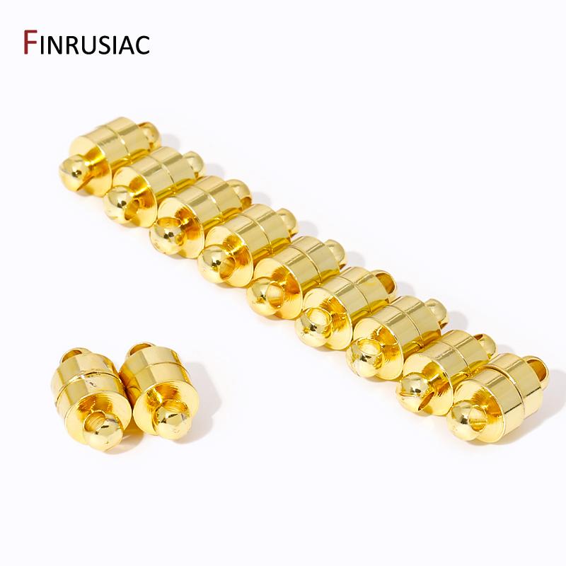 Wholesale 18K Gold Plated Brass Round Ball Strong Magnetic Clasps End Clasp Connectors For DIY Jewelry Making Supplies