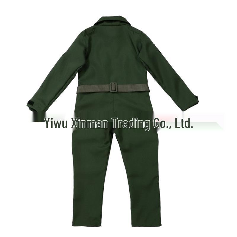 Schattig Kinderen Piloot Militair Groen Jumpsuit Kostuum voor Halloween en Podiumoptredens