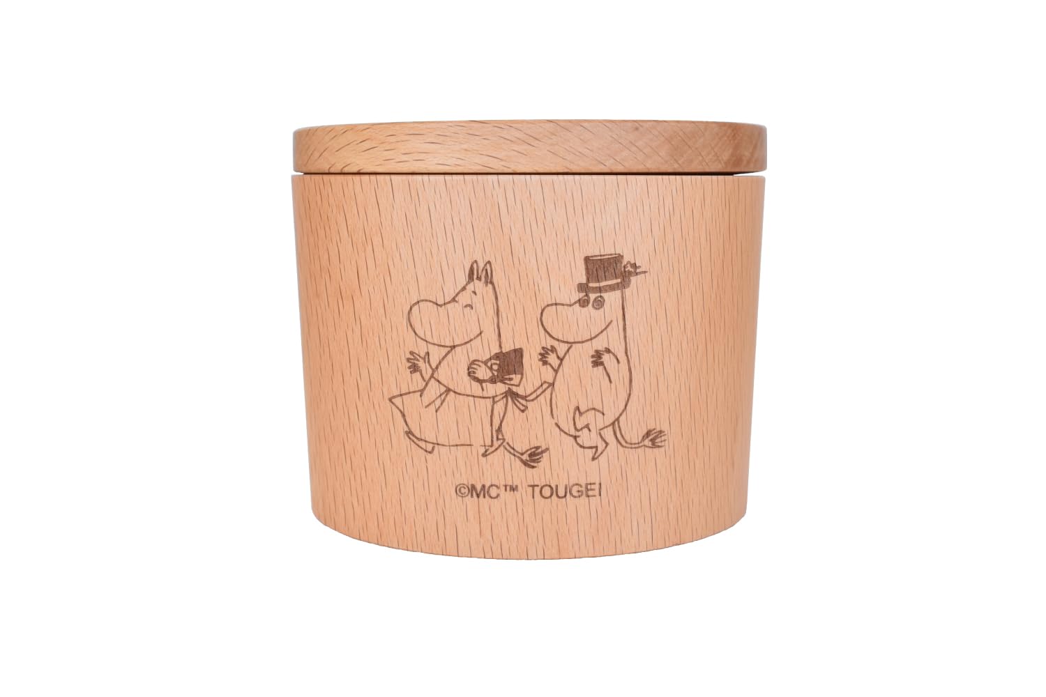 

Rattan Art TOUGEI Table Canister Natural Wood Moomin Series 150ml Wooden Storage Container (Dad & Mom) бежевый