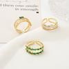 New Double Layer Green Zircon Open Rings For Women Adjustable Ring Wedding Party Fshion Jewelry Gift Femme