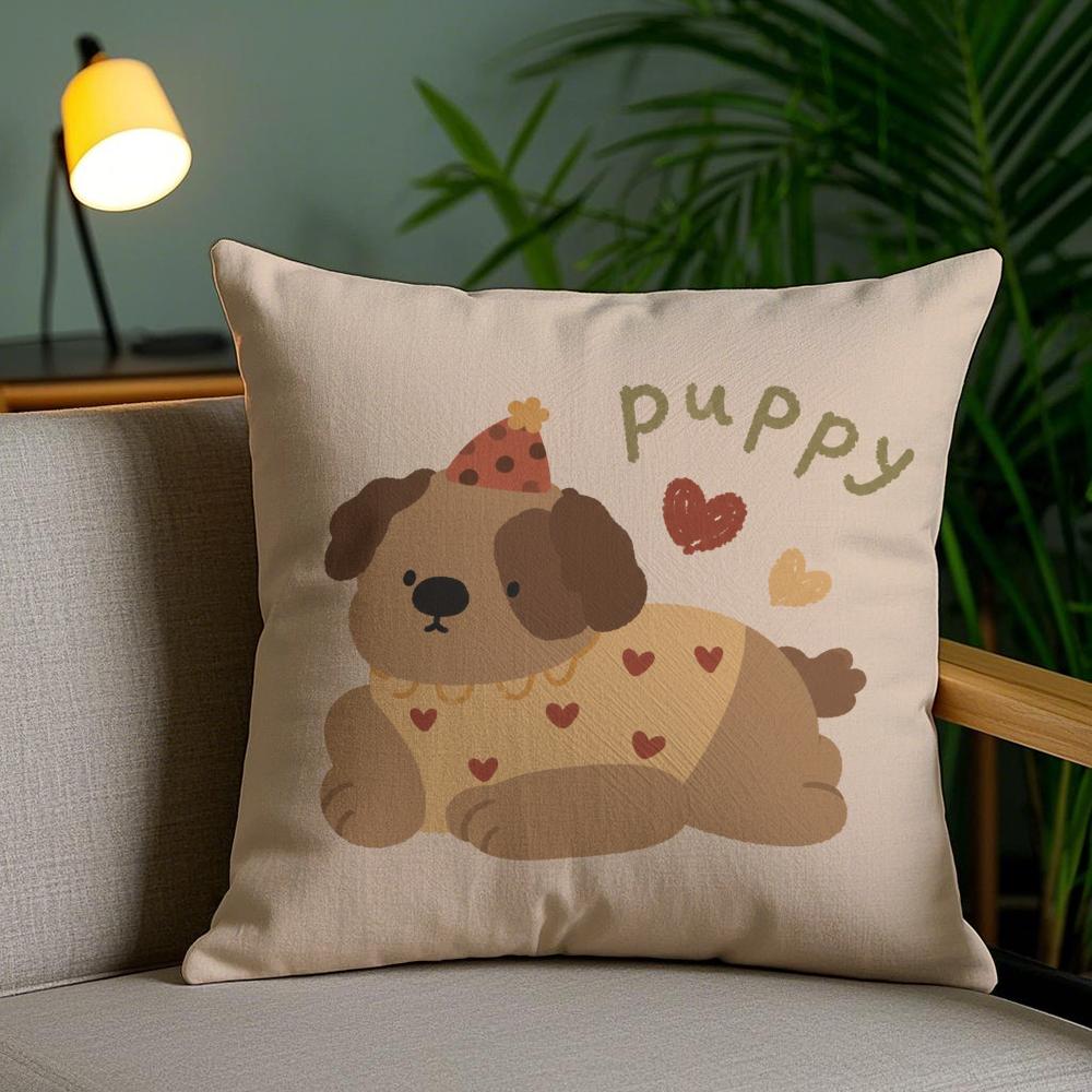 Advanced Cartoon Animals Cushion Cover Plush Fabric DoubleSided Printed Invisible Zipper Sofa Pillow Case Home Bedroom Decor