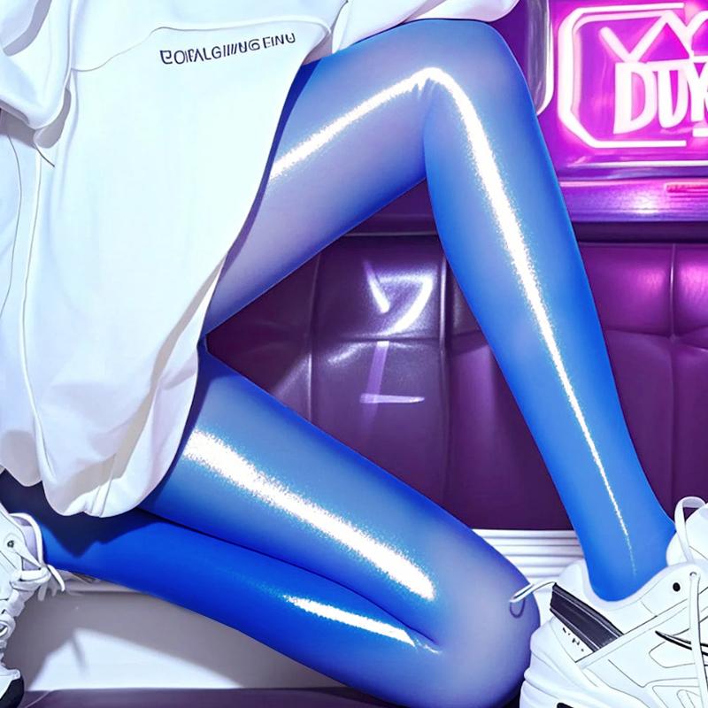 1Pair Nylon Oil Shiny Bright Color Dating Pantyhose Sexy Couple Erotic Cosplay Lingerie Women's Stockings