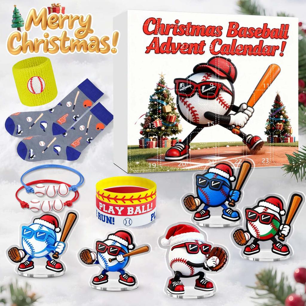 23denní vánoční adventní kalendář, baseballové hračky pro děti a teenagery, překvapení dárkové krabičky pro chlapce, dívky a teenagery, baseballové doplňky a dekorace