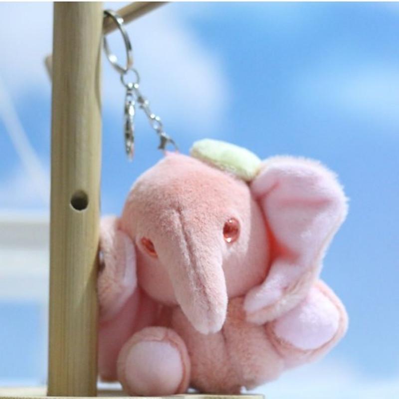 Charming Cartoon Elephant Plush Keychain Cute Soft Stuffed Bag Accessory розовый