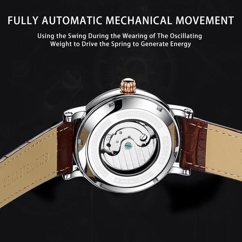 KINYUED Cinturino in pelle Tourbillon Orologio automatico Orologio cronografo  meccanico Moon Phase da uomo acquista in modo economico — spedizione  gratuita, recensioni reali con foto — Joom