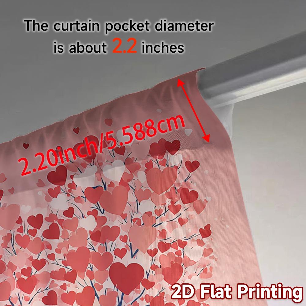 2D Flat Printing  JIT 2pcs   Curtains (Without Rod) Heart Blossom Minimalist Modern Curtains Polyester Easy Install Curtains