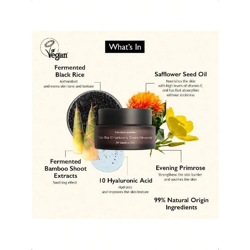 HaruHaru Wonder Black Rice 10 Hyaluronic Cream Unscented, 50ml