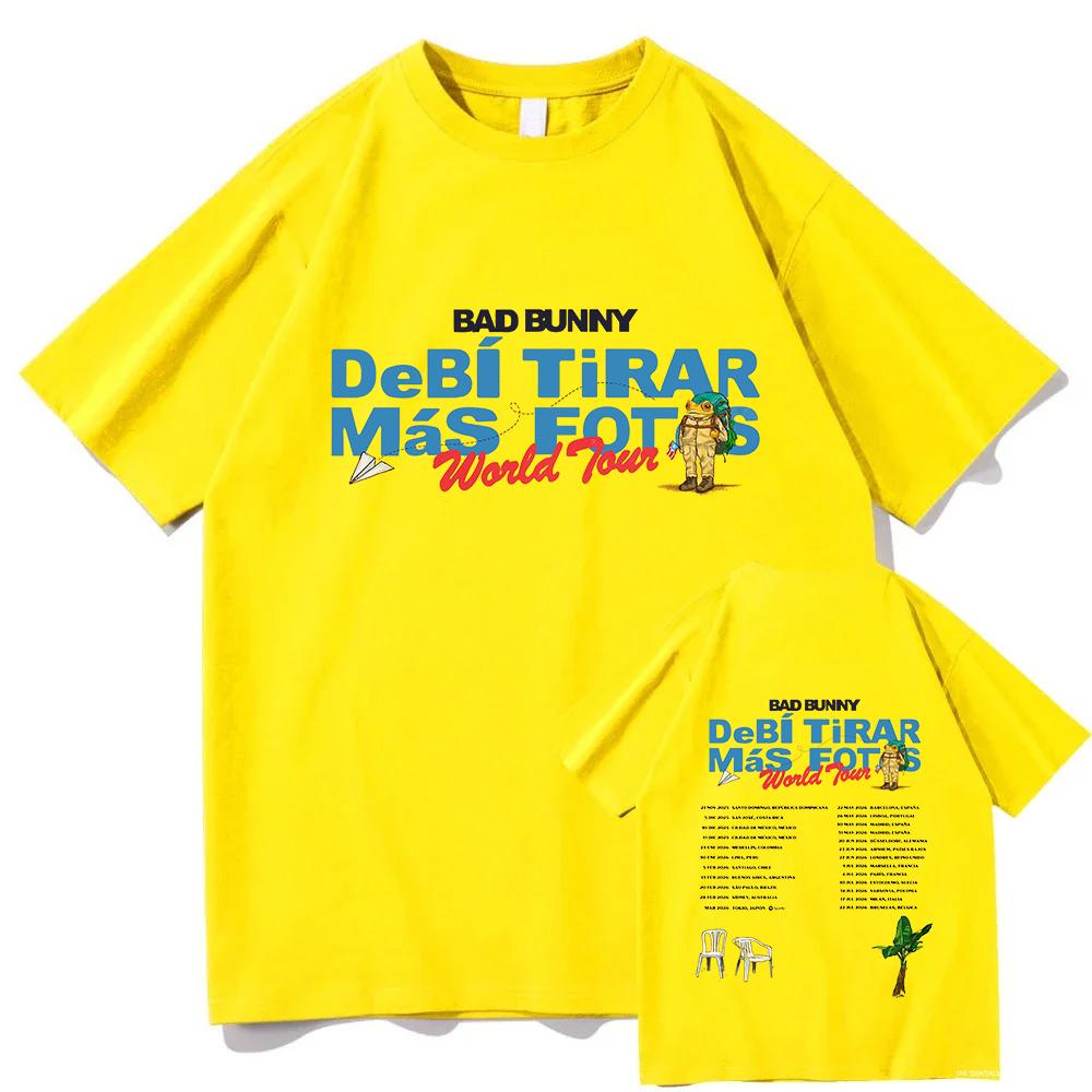 Bad Bunny Debí Tirar Más Fotos World Tour 2025-2026 T-Shirt Herren Lustiges Vintage Frosch T-Shirt Unisex Hochwertige Baumwoll-T-Shirts