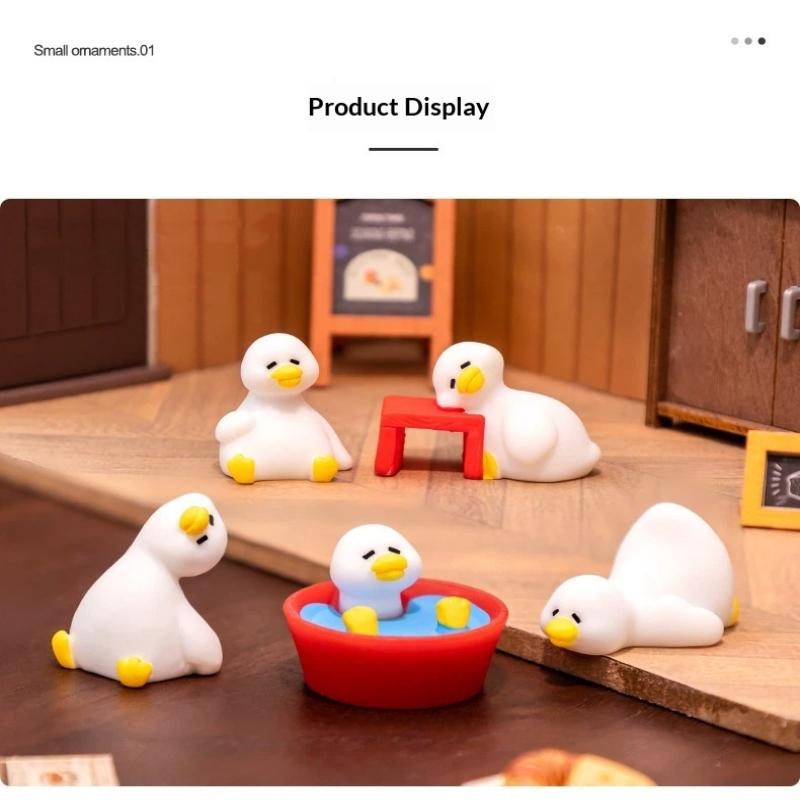 7 STuks Miniatuur Eend Ornamenten Leuke Kleine Eend Beeldjes Speelgoed Lichtgewicht Kleine Decoratie voor Poppenhuis Kinder Verjaardagsfeest Cadeaus