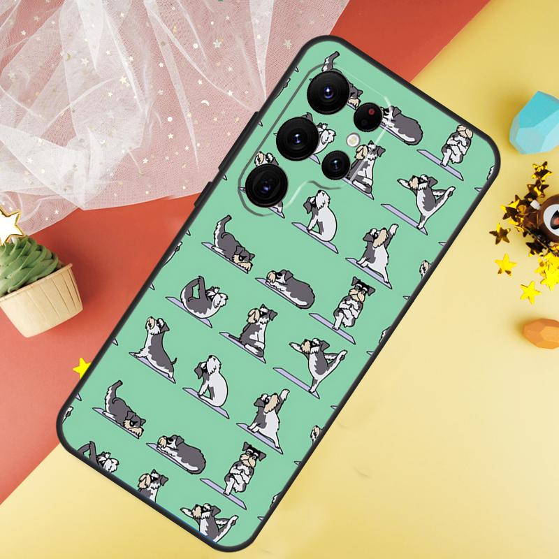 Cartoon Schnauzer Dog Case For Samsung Galaxy S23 Ultra S24 S22 S20 S21 FE Note 10 20 Ultra S8 S9 S10 Plus Cover