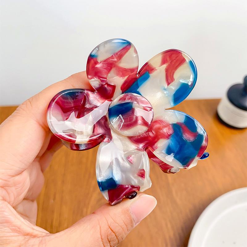 Korean Retro Flower Clip for Women Girls Imitation Acetic Acid Hair Clip Large Shark Clip Hair Accessory Fashion Cute Claw Clip