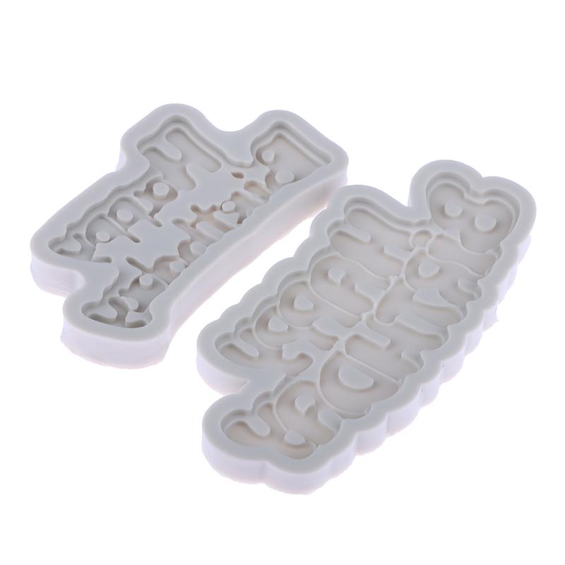 1Pc Silicone 3D Happy Birthday Mold DIY Ice Jelly Chocolate Mould English Letter Mold Bake Birthday Cake Decor Tool Mould