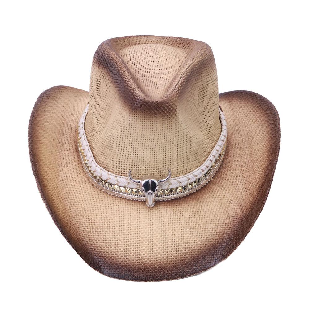 Straw Western Cowboy Hat Male Bohemian Summer Seaside Sunscreen Beach Straw Hat Female