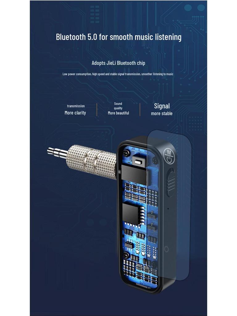 Wireless 5.0 Car Bluetooth Aux Audio Receiver & Adapter