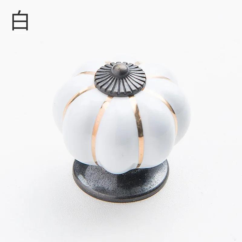 Ceramic Handle Pumpkin Leopard Handle Wardrobe Cabinet Shoe Cabinet Door Handle European American Ceramic Retro