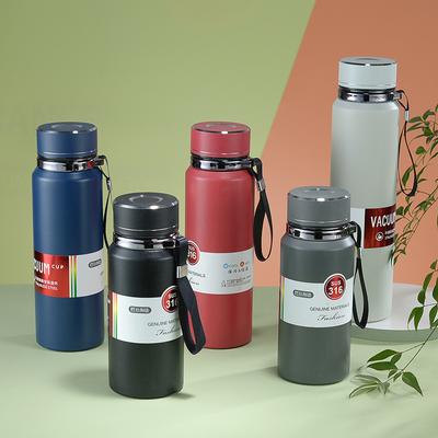 Tragbarer Edelstahl-Thermosbecher Outdoor-Sportbecher mit Trageschlaufe Sportbecher Tee-Trennung Sling-Becher