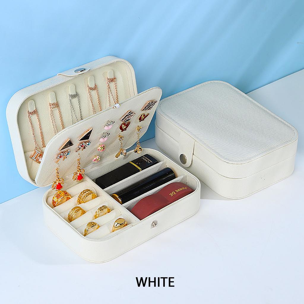 Portable Jewelry Box Small 2-Layer Travel Jewelry Organizer PU Leather Display Storage Case for Rings Necklace Earrings Bracelet