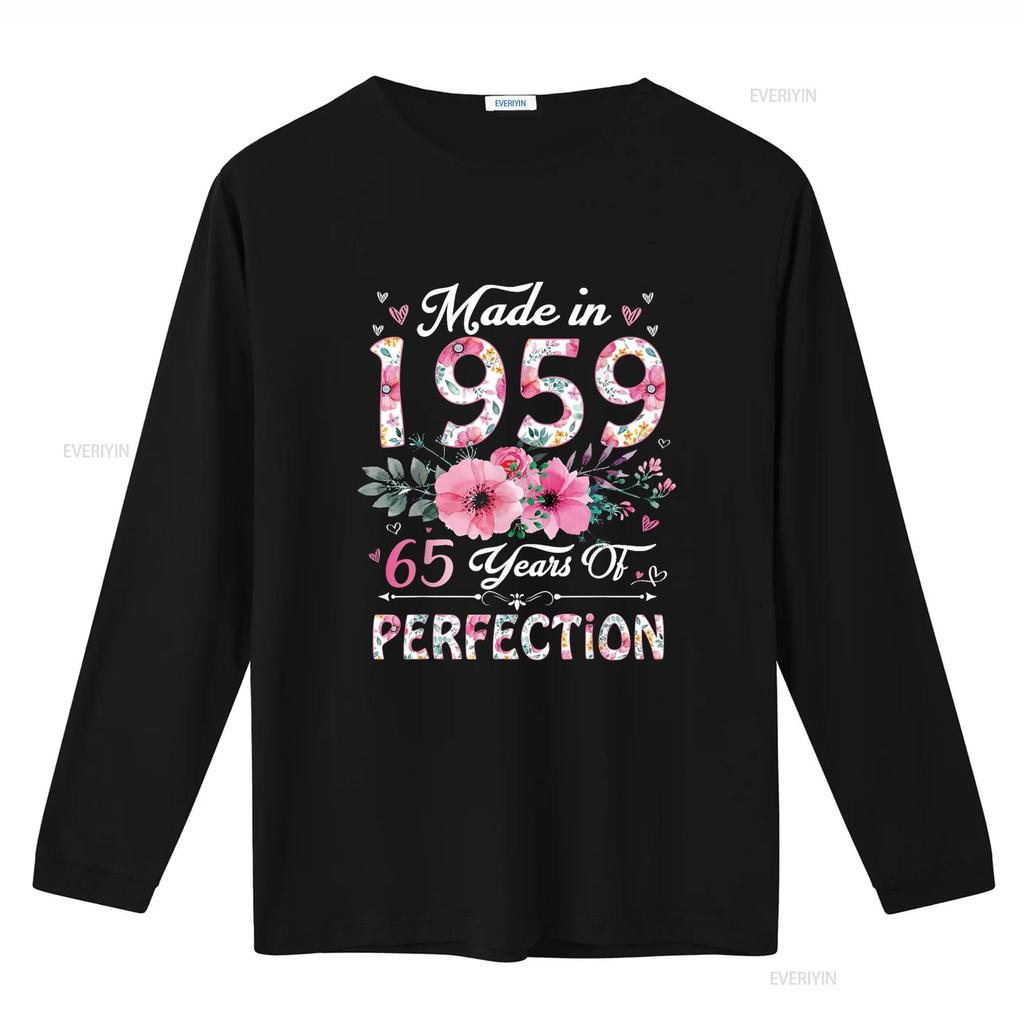 65 Year Old Made In 1959 Floral 65th Birthday s Women T Shirt vintage Washed designer clothes Breathable Versatile Comfortable