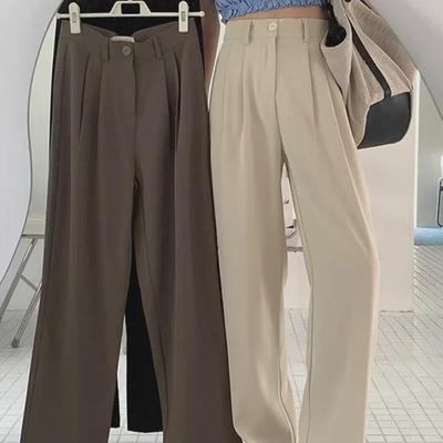 2024 Dames Sportbroek met Hoge Taille en Wijde Pijpen - Herfst Effen Kleur Casual Pak, Negenpunten Lengte