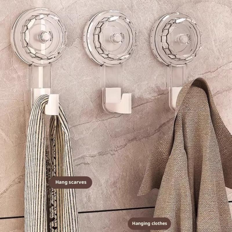 Powerful Suction Cup Hooks Traceless Heavy Duty Robe Towel Hook Keys Clothes Bag Hanger Hook Bathroom Kitchen Organizer Hook