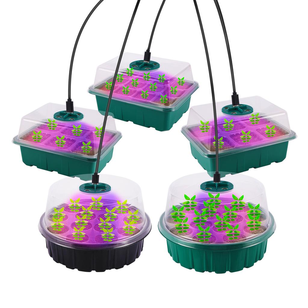 Tall Full Spectrum LED Grow Lights Seedling Tray Seed Starter Germination Box Greenhouse Indoor Garden Growing Pot 6/12/13 Cells