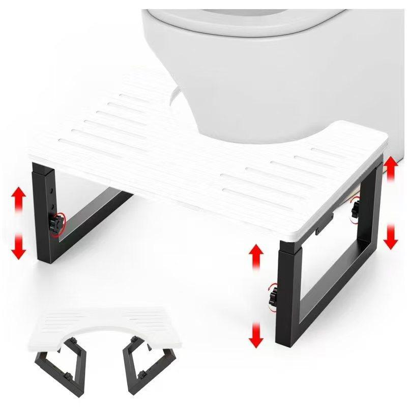Portable Folding Toilet Stool Adjustable Height Bathroom Step Stool Non-Slip Shower Footstool