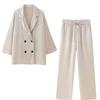 Europäisches und Amerikanisches Damen Freizeit-Blazer und Lange Hosen Set - Knitter-Stil