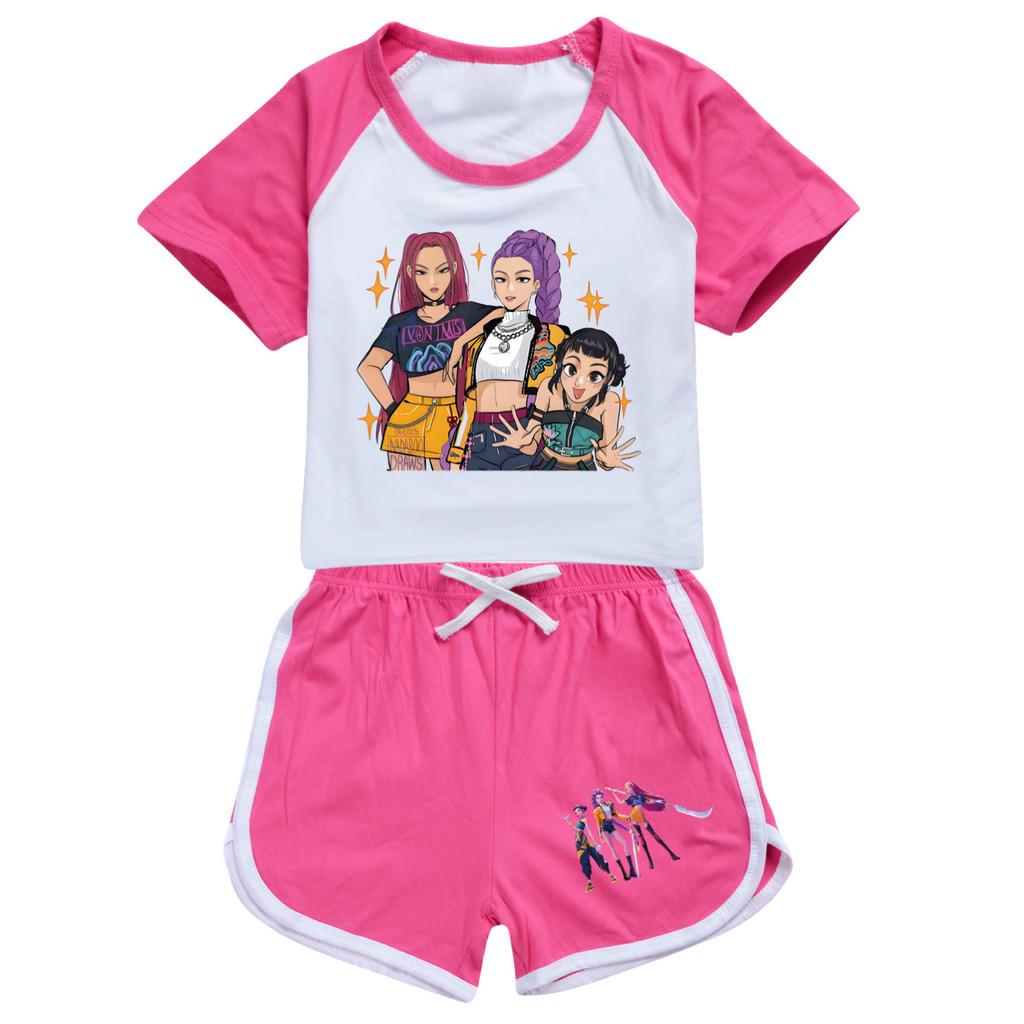 Kpop Demon Hunters Children Summer Short Sleeve Shorts Sport Set With Soft Cotton Fabric For Active Play