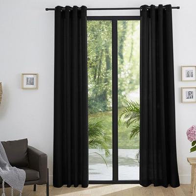 Pair of Eyelet Semi-sheer Curtains "Moonlight" Linen Effect Truffle