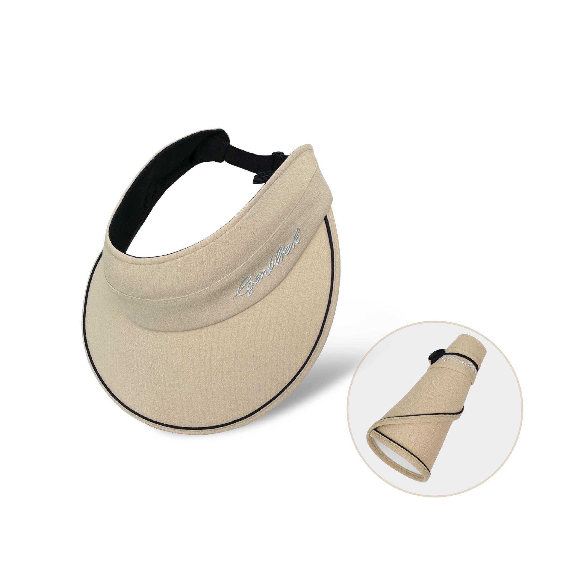 

Spring and summer empty top sunscreen hat female embroidery letter curled edge fashion versatile tide outdoor cycling face cover sun hat Adjustable (58-60 Foldable) Windbreak Rope