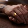 Stainless Steel Tail Ring for Men Women,Gold Color Irregular Sun Pinky Ring,Stylish INS Style Signet Ring Gift