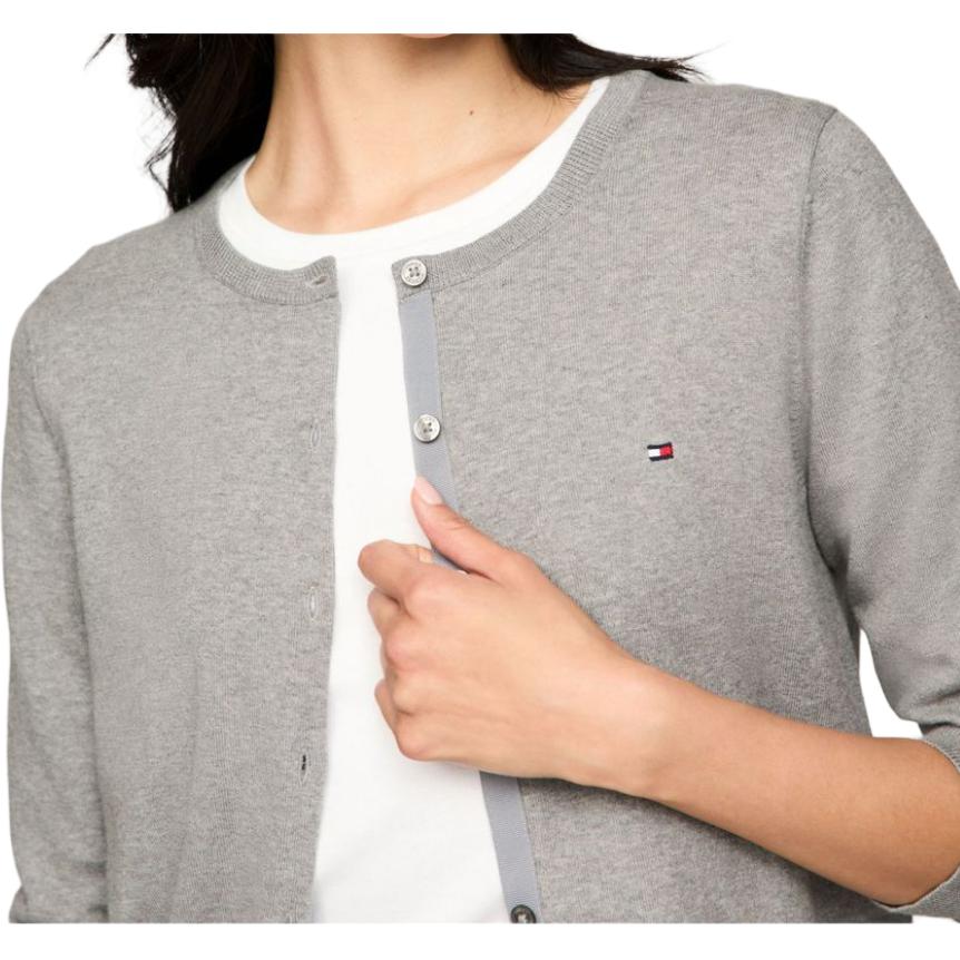 Tommy Hilfiger Solid Button-Up Cardigan Sweater Women sweater Grey-Heather 76J3613-P8F