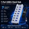 10Gbps USB 3.2 Gen2 Hub 7 Port Powered USB Splitter Aluminum Shell Individual Switch USB Extender for Laptop Mobile HDD5