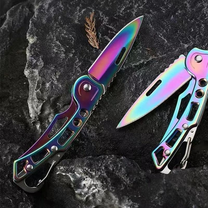 Stainless Steel Survival Knife Keychain, Folding Multifunctional Tactical Knife For Outdoor Hunting Camping